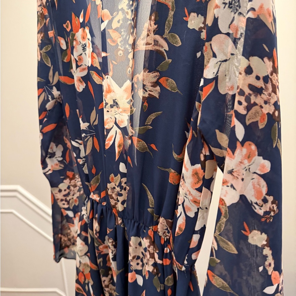 Bloomingdale's Navy and Orange Floral Jumpsuit